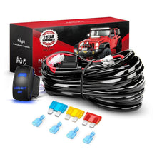 Load image into Gallery viewer, Nilight 14AWG 10014W LED Light Bar Wiring Harness Kit - 2 Leads Heavy Duty 12V 5Pin Rocker Laser On Off Waterproof Switch Power Relay Blade Fuse, 2 Years Warranty