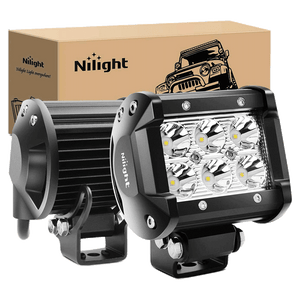 Nilight Multi-Purpose 2 Pcs 4-Inch 18W Flood LED Light Bar, 2 years Warranty
