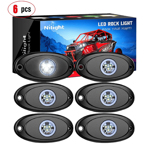 Nilight LED Rock Light 6Pcs White IP67 Under Body Wheel Well Exterior Interior Lights for Truck Pickups ATV UTV SUV Motorcycle Boat, 2 Years Warranty