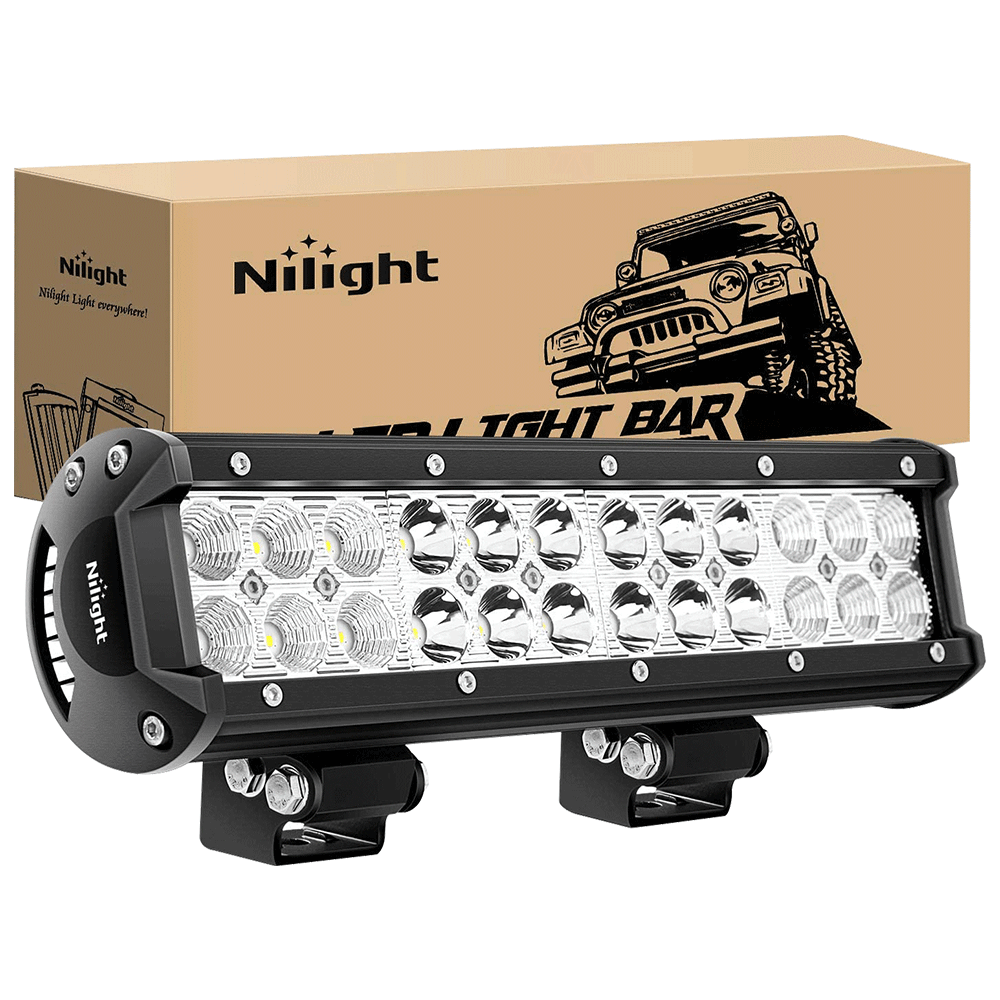 Nilight 12Inch 72W Spot Flood Combo Led Light Bar Off Road Lights Boat Lights Fog Light Driving Lights LED Work Light for Trucks, 2 Years Warranty
