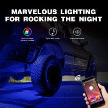 Load image into Gallery viewer, Nilight RGB LED Rock Lights Kit 8 pods Underglow Multicolor Neon Light Pod with Bluetooth App Control Timing Function Flashing Music Mode IP68 Exterior Wheel Well Light for ATV UTV
